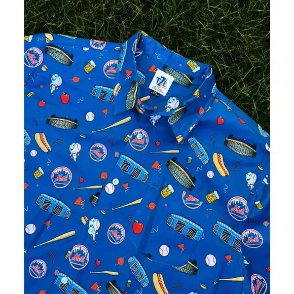 New York Mets The 7 Line T7L “Party Time” Button Up Shirt 2XL NWOT MLB Rare - Picture 3 of 8
